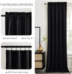 NICETOWN Black Velvet Blackout Curtains, Solid Heavy Matt Rod Pocket Drapes/Window Treatments for Hall, Theater (2 Pieces, 90 inches Long)