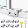 ZRFCXE Window Locks,8 Pack Sliding Window Locks with Key for Vertical & Horizontal Sliding Windows Doors,Easv to Install,Adjustable Security Window Lock for Patio Bedroom Home and Office (Silver)