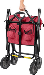 Amazon Basics Collapsible Folding Heavy Duty Utility Wagon for Outdoor Sports, 265 pounds Weight Capacity, Camping, Garden, and Shopping, 27.6 x 40.9 x 20 inches, Red