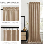 NICETOWN Beige Velvet Curtains 102 inches Long 52 inch Wide 2 Panels, Luxury Thick Window Treatments for Bedroom & Living Room & Playroom - Thermal Insulated Room Darkening Energy Saving Cat Proof
