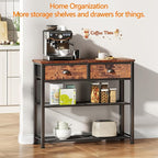 Furologee Console Sofa Table with Storage Shelf for Entry Way, Small 30'' Entryway Table with 2 Fabric Drawers, Industrial Display Shelves for Hallway, Entrance, Foyer, Rustic Brown