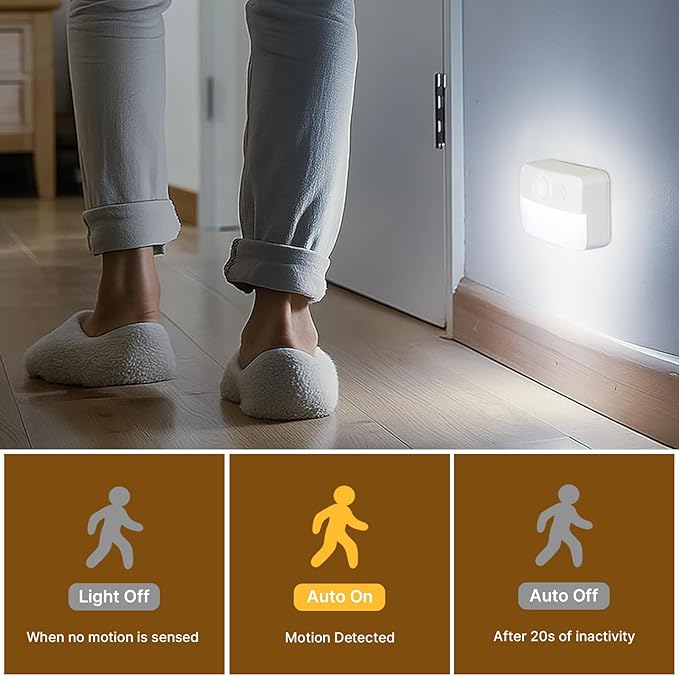 3 Pack Motion Sensor Stair Lights for Indoor, Wireless RGB Battery Operated Night Light, Led Stick On Hallway Closet Under Cabinet Step Portable Lamp for Bedroom Kitchen Bathroom