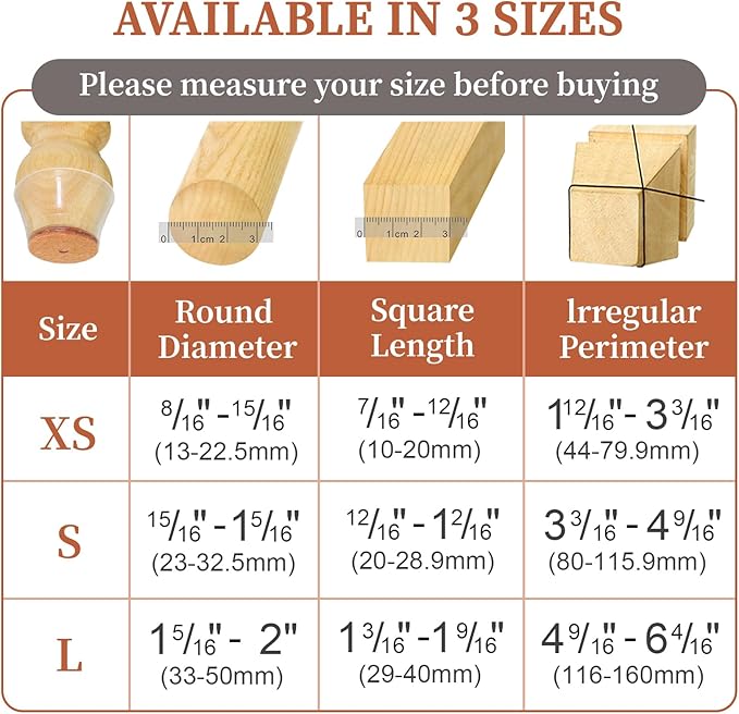 24 Pcs Chair Leg Floor Protectors for Hardwood Floors Silicone Covers Felt Pads Furniture Leg Caps Anti-Scratch Reduce Noise Fit (1-5/16" to 2")