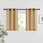 NICETOWN Burlap Linen Kitchen Window Curtains Over Sink, Grommet Thick Linen Burlap Short Window Treatments Privacy Assured with Light Filtering for Bedroom/Bathroom, W34 x L36, 2 Panels