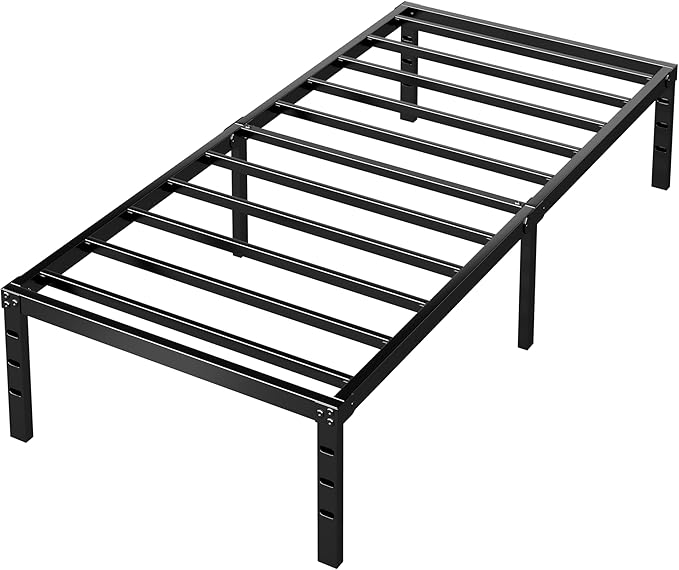 Metal Platform Bed Frame 16 Inch Tall,No Box Spring Needed,Twin Size Bed with Heavy Duty Strong Support Slats,Easy to Assemble,Black