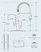 FORIOUS Black Kitchen Faucet with Purfied Water Filter, 2 in 1 Commercial Stainless Steel Pull Down Sink Faucet and Drinking Water Faucet 2 Handle for Pot Filler Kitchen Sink Farmhouse Bar