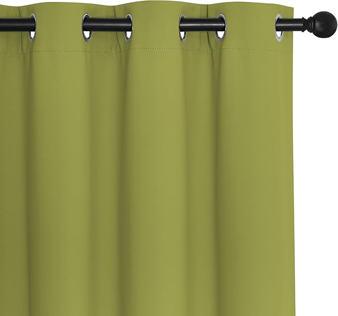 NICETOWN Room Darkening Short Curtain 54 inches Long for Living Room, Grommet Sound Reducing Thermal Insulated Curtains for Bedroom Nursery Window, 46W x 54L, 1 Piece, Fresh Green