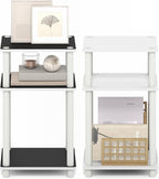 Furinno Turn-N-Tube Side Table, 3-Tier End Table with Open Shelf, Toolless Assembly Night Stand, Bedside Table, for Living Room, Bedroom, White Espresso