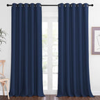 NICETOWN Blackout Navy Blue Bedroom Curtain 118 inches Long, Grommet Thermal Insulated Room Divider Drape Solid Window Treatment for Sliding Door/Living Room, W66 x L118, 1 Panel