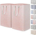 Lifewit 2 Pack Laundry Basket 80L Each, Collapsible Clothes Hamper with Reinforced Handles, Freestanding Waterproof Design for Bedroom and Laundry Room, Pink 160L Total