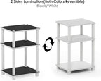 Furinno JUST Side Table, 3-Tier End Table, Open Shelves Night Stand, Bedside Table, Toolless Assembly, for Living Room, Bedroom, Bathroom, White(Espresso) | with Plastic Poles, 1-Pack