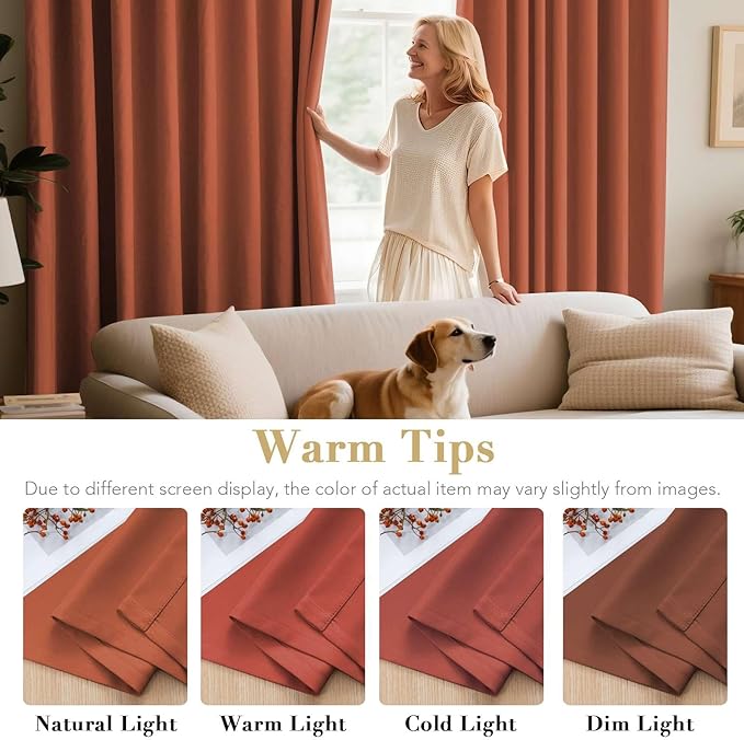H.VERSAILTEX Solid Thermal Insulated Grommet Blackout Window Curtain Panels for Nursery & Infant Care - Orange - 52" W x 72" L - Set of 2 Panels