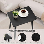 FORAOFUR Side Table, Modern Accent End Table with Wooden Legs, Easy to Assemble Mini Living Room Table for Sofa Bedroom, Minimalist Black Furniture for Small Apartments and Limited Spaces
