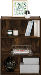 Furinno PASIR Book Shelf, 3-Tier Bookshelf, Storage Shelves Bookcase, 9.7 x 23.7 x 31.5, for Living Room, Bedroom, Home Office, Amber Pine