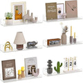 6 Pack Floating Shelves for Wall, 15" Clear Book Shelf, Acrylic Floating Wall Shelf, Display Shelves Organizer for Bathroom, Classroom, Bedroom, Living Room, Kitchen, Room Decor