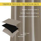 NICETOWN Taupe Curtain Panels - (52 inches by 120 Inch, Black, Set of 2) Home Decoration Thermal Insulated Solid Grommet Blackout Curtains/Drapes for Hall/Dining Room