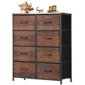 Dresser for Bedroom with 8 Drawers, Anti-Tip Tall Fabric Chests Storage Organizer Tower Furniture with Wooden Top Metal Frame for Clothes, Closet, Living Room, Hallway, Entryway