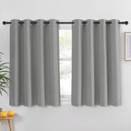 NICETOWN Blackout Short Curtain 54 inches Long - Thermal Insulated Solid Grommet Sound & Light Reducing Room Darkening Drape for Kitchen/Bedroom (Silver Grey, 1 Panel, W52 x L54)