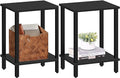 TUTOTAK End Table, Set of 2, Side Table, Nightstand, 2-Tier Storage Shelf, Sofa Table for Small Space, Living Room, Bed Room TB01BK035