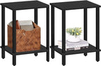 TUTOTAK End Table, Set of 2, Side Table, Nightstand, 2-Tier Storage Shelf, Sofa Table for Small Space, Living Room, Bed Room TB01BK035