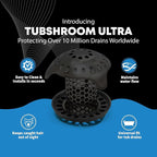 TubShroom Ultra Stainless Steel Drain Protector, Hair Catcher Strainer for Bathroom Tub and Shower, Matte Black, 1-Pack