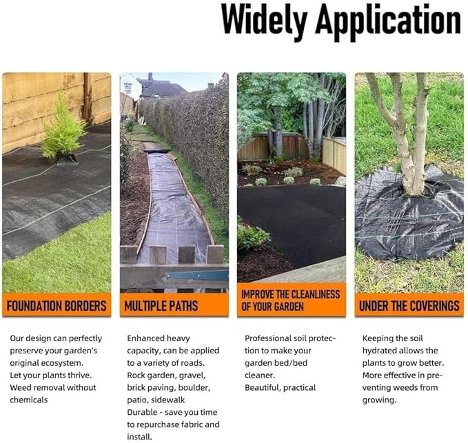 5FT x 100FT Weed Barrier Landscape Fabric, 3.2oz Premium Heavy Duty Garden Cloth, Ground Cover for Gardening, Farming
