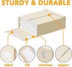 SpaceAid 6 Pack Bed Sheet Organizers and Storage, Foldable Sheet Organizer for Linen Closet, Sheets Set Folder Keeper with Window XL (Queen & King Size) Bedding Container (Beige, 6 Pack)