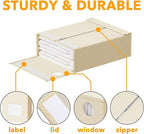 SpaceAid 2 Pack Bed Sheet Organizers and Storage, Foldable Sheet Organizer for Linen Closet, Sheets Set Folder Keeper with Window XL (Queen & King Size) Organizing Bedding Container, Beige
