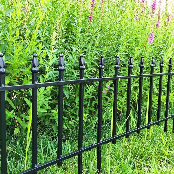 Metal Decorative Garden Fence 22" Wide x 18" High (20 Panels, Total Length 36 feet), Metal Border Folding Fence, Landscape Fencing for Flower Bed, Yard, Animal Barrier
