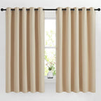 NICETOWN Blackout Draperies Curtains Panels - Window Treatment Thermal Insulated Solid Grommet Blackout Curtains/Panels/Drapes for Bedroom (Biscotti Beige, Set of 2, 66 by 66 Inch)