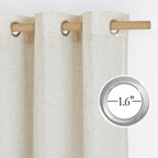 NICETOWN Natural Thick Linen Curtains 72 inch Length, Grommet Privacy Window Treatments Linen Weave with Light Filtering Vertical Drapes for Farmhouse/Home Office, W34 x L72, 2 Panels