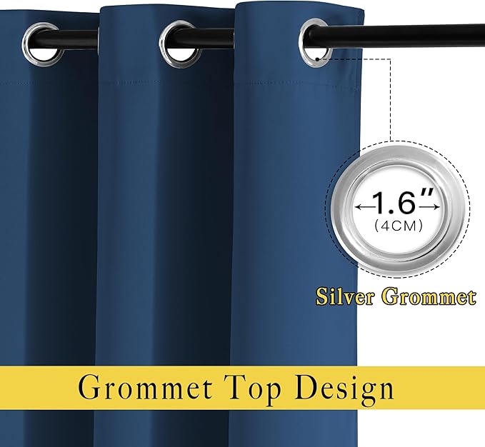 NICETOWN Moroccan Blue Blackout Nursery Curtains, Grommet Thermal Curtains & Drapes Room Darkening Window Treatment Sound Reducing for Bedroom, 2 Panels, W46 x L63