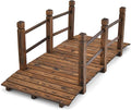 HAPPYGRILL 5FT Wooden Garden Bridge, Decorative Pond Landscaping Bridge with Classic Arc Footbridge & Double Safety Railings, Garden Bridges for Outdoors, Backyard, Garden Farm (Brown)