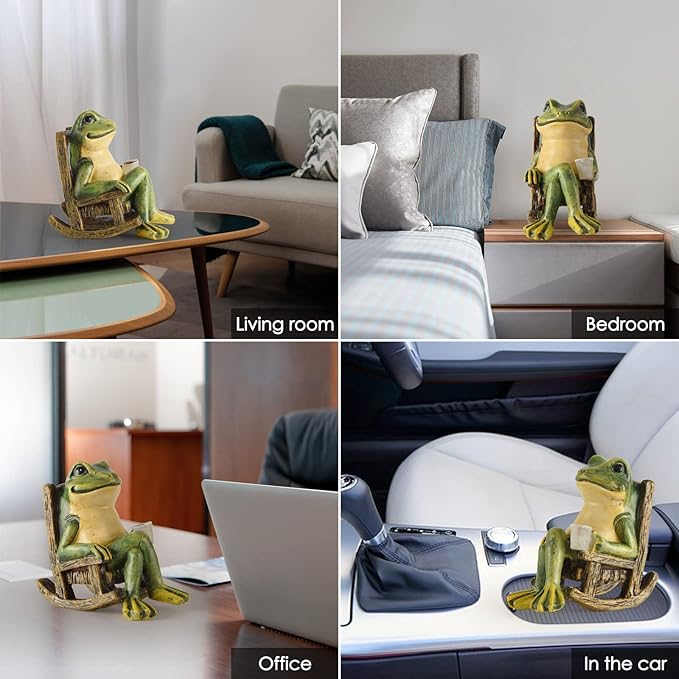 Miniature Frog Garden Statue Gifts Easter Decorations Outdoor Fairy Garden Accessories Outdoor Lights Solar Garden Frog Decor Art Housewarming Gift for Patio,Yard,Lawn Ornament,3.89"x2.36"x3.93