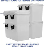 Sheffield 12767 XL Storage Bins With Lids, 4-Pack Stackable Storage Bins, Made in USA, Lockable and Water-Resistant Containers with Lids, Plastic Containers for Home, Classroom, and Dorm