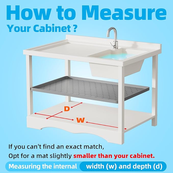 Winisok Silicone Under Sink Mat 28" x 22", kitchen Essentials and Gadgets, Shelf liner and Cabinet Protector, Home Organizers and Storage, Waterproof Bathroom Tray