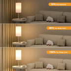 Fenmzee Touch Bedside Lamp - White, 3-Way Dimmable, USB A + C Charging, AC Outlet, 17.4inch Medium