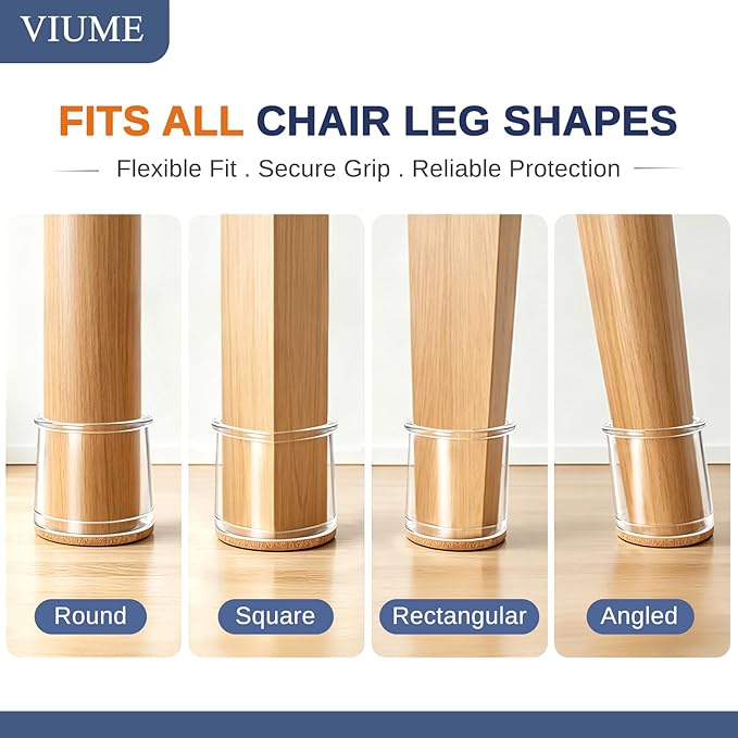 24 Pcs Chair Leg Floor Protectors for Hardwood Floors Silicone Covers Felt Pads Furniture Leg Caps Anti-Scratch Reduce Noise Fit (15/16" to 1-5/16")