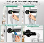 Fingerprint Door Lock Biometric Door Knob with Keypad Keyless Entry, Door Locks for Bedrooms, Home Hotel Office Apartment Black