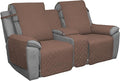 Easy-Going Loveseat Recliner Cover with Console, Reversible Couch Cover for Living Room, Split Sofa Cover for Each Seat with Elastic Straps for Kids, Dogs, Pets(2 Seater, Brown/Beige)