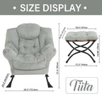 Tiita Lazy Chair with Ottoman, Green Modern Large Accent Chair, Comfy Leisure Sofa Armchair with Ottoman, Reading Chair with Footrest for Bedroom, Living Room, Dorm Rooms, Plush Green