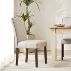 DUMOS Dining Chairs Set of 2, Moden Kitchen Table Chairs with Wooden Legs and Padded Seat for Dining Room Kitchen Living Room Restaurant, Beige