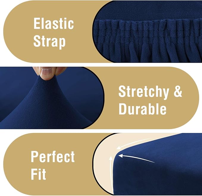 H.VERSAILTEX Velvet Dining Chair Covers Stretch Chair Covers for Dining Room Set of 2 Parson Chair Slipcovers Chair Protectors Covers Dining, Soft Thick Solid Velvet Fabric Washable, Navy
