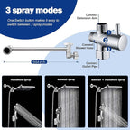 Shower Head,14" High Pressure Shower Combo,Rainfall Shower System with Handheld Spray,All Metal 3-Way Diverter & 6ft Hose,Anti-Clog Nozzles,Easy to Install in Bathrooms-Chrome