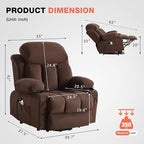 Power Lift Recliner Chair for Elderly with Vibration Massage and Lumbar Heating, Electric Lift Recliner Single Sofa with Side Pocket, Two Cup Holders and USB Charge Port for Living Room