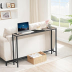 HOOBRO Narrow Console Table with Power Outlets, 44.9 Inches Sofa Table, Slim Behind Couch Table, Entryway Table with Display Shelf, for Living Room, Foyer, Hallway, Greige and Black BG114UXG01