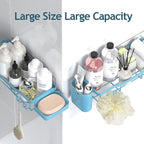 NESOMI Shower Caddy Adhesive Shower Organizer 7-Pack, Rustproof Stainless Steel Bathroom Shelves, Large Capacity No-Drill Rack Storage Accessories with Soap Dish Toothbrush Holder Hooks