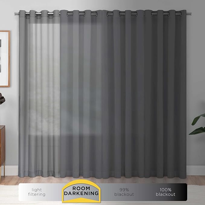 Eclipse Solid Thermapanel Room Darkening Rod Pocket Curtain, Window Curtain for Bedroom and Living Room, (1 Panel), 52 in Wide x 84 in Long, River Blue