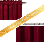 NICETOWN Christmas Red Velvet Curtains and Drapes, Extra Long Elegant Wall Backdrop Drapes for Holiday Season Home Decoration (Set of 2, Rod Pocket Design, 90 inches Long)
