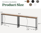 SUPERJARE 78.8 inch Narrow Console Table with Outlet, Sofa Tables, Behind Couch Table, Long Entryway Tables with Charging Station, for Living Room, Rustic Brown